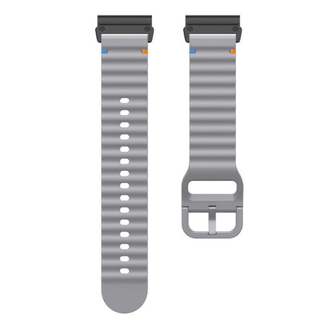 Universal Garmin 22mm QuickFit EIDERWOOD Wavy Silikone Smartwatch Rem - Mørkegrå