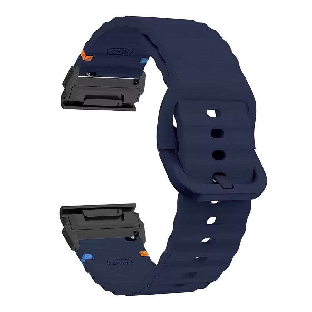Universal Garmin 22mm QuickFit EIDERWOOD Wavy Silikone Smartwatch Rem - Blå