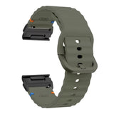 Universal Garmin 22mm QuickFit EIDERWOOD Wavy Silikone Smartwatch Rem - Grøn