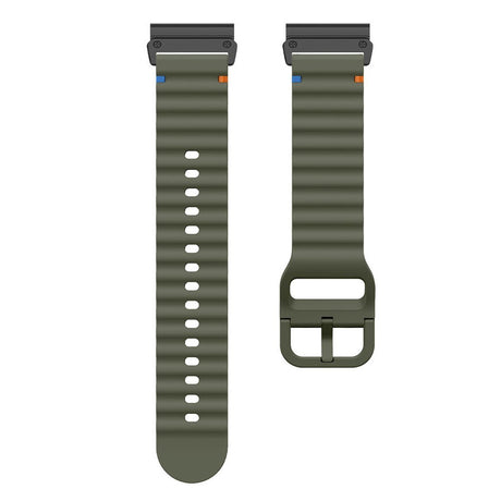Universal Garmin 22mm QuickFit EIDERWOOD Wavy Silikone Smartwatch Rem - Grøn