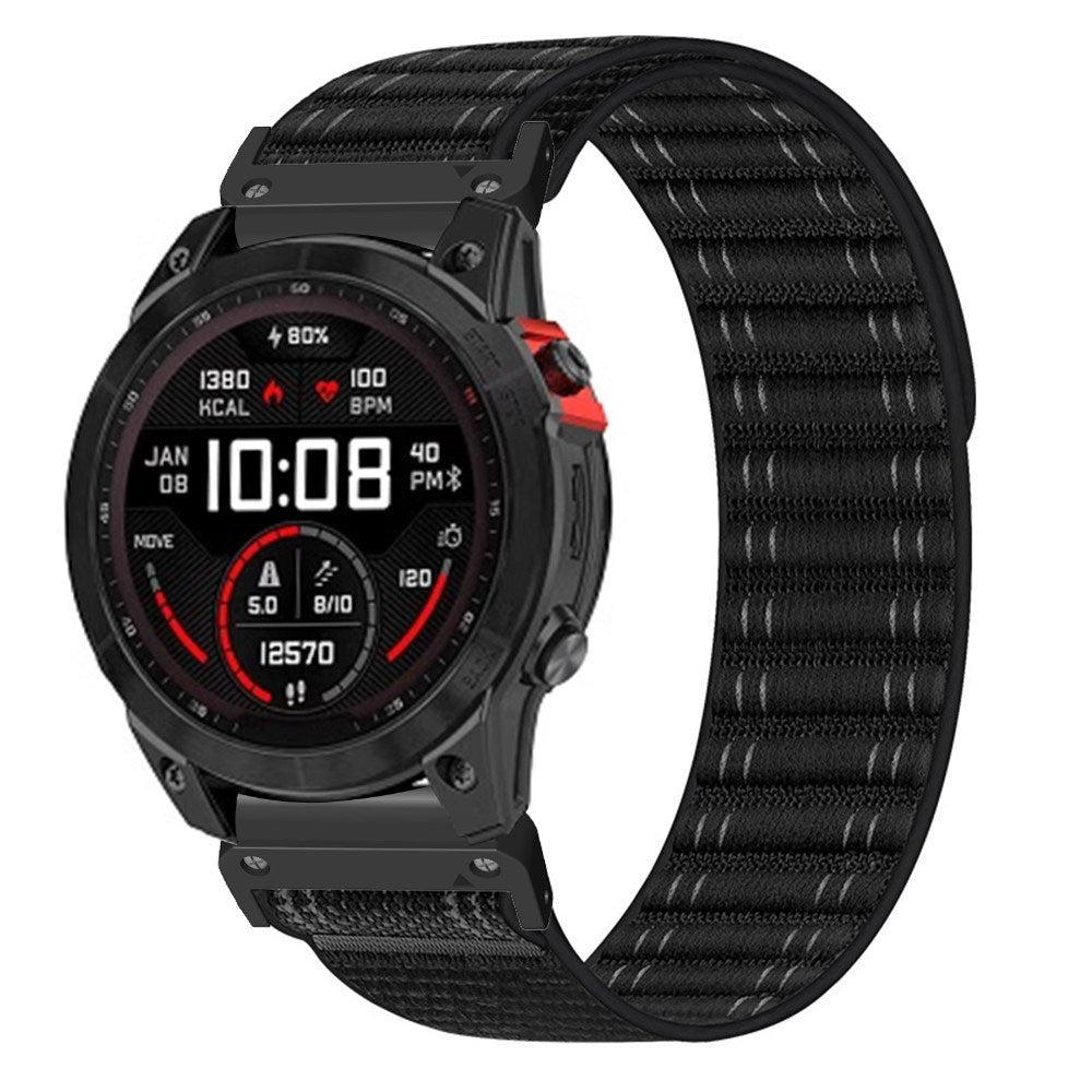 Universal Garmin 22mm QuickFit EIDERWOOD Nylon Loop Smartwatch Rem - Sort