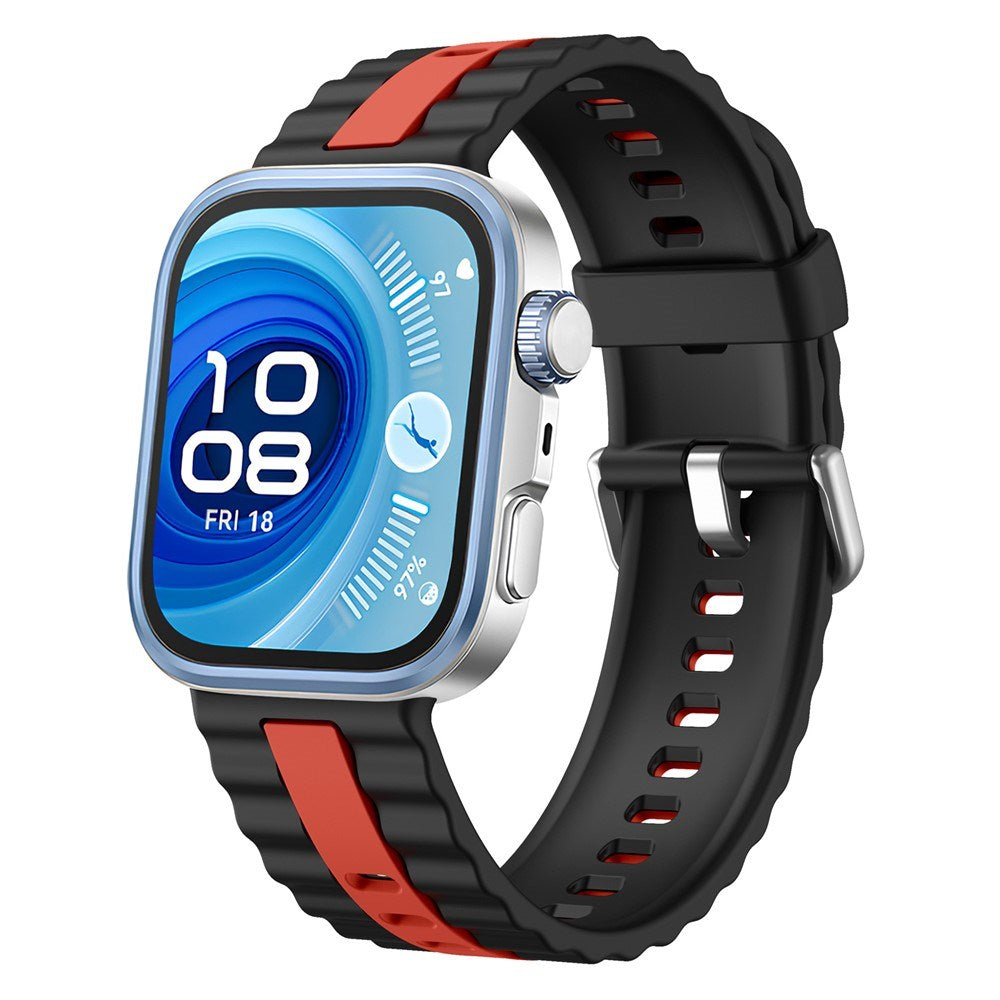 Huawei Watch Fit 5 Pro / 5 / 4 Pro / 4 / 3 EIDERWOOD Tofarvet Silikone Smartwatch Rem - Sort / Rød