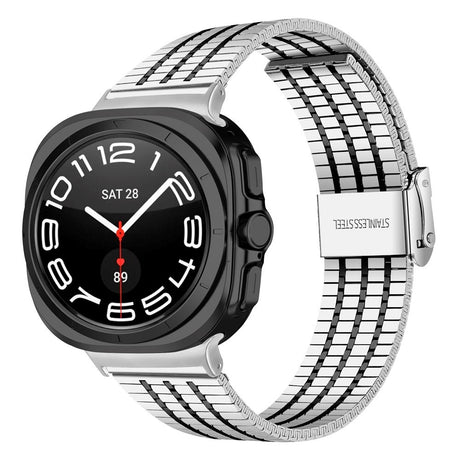 Samsung Galaxy Watch 8 / 8 Classic (40 / 44 / 46mm) - EIDERWOOD Stål Rem - Sølv / Sort