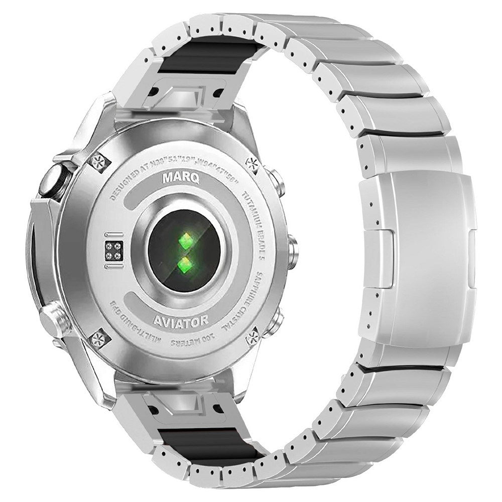 Universal Garmin 22mm QuickFit EIDERWOOD Titanium Smartwatch Rem m. Farvet Silikone - Sølv / Sort