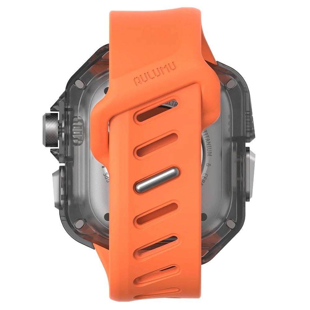 Apple Watch Ultra 4 / 3 / 2 / 1 (49mm) AULUMU Gummi Urrem m. Indbygget Plast Cover - Orange