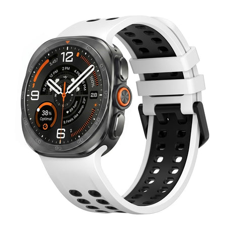 Samsung Galaxy Watch Ultra 2 / Ultra (47mm) Silikone Rem m. Ventilationshuller & Dobbeltspænde - Hvid / Sort