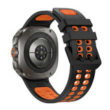 Samsung Galaxy Watch Ultra 2 / Ultra (47mm) Silikone Rem m. Ventilationshuller & Dobbeltspænde - Sort / Orange