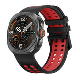 Samsung Galaxy Watch Ultra 2 / Ultra (47mm) Silikone Rem m. Ventilationshuller & Dobbeltspænde - Sort / Rød