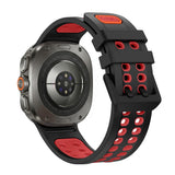 Samsung Galaxy Watch Ultra 2 / Ultra (47mm) Silikone Rem m. Ventilationshuller & Dobbeltspænde - Sort / Rød