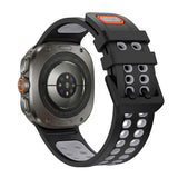 Samsung Galaxy Watch Ultra 2 / Ultra (47mm) Silikone Rem m. Ventilationshuller & Dobbeltspænde - Sort / Grå