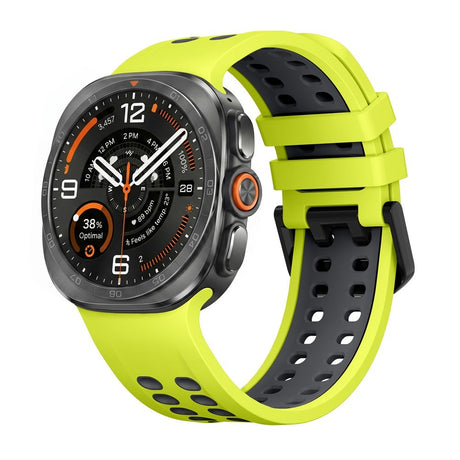 Samsung Galaxy Watch Ultra 2 / Ultra (47mm) Silikone Rem m. Ventilationshuller & Dobbeltspænde - Gul / Grå