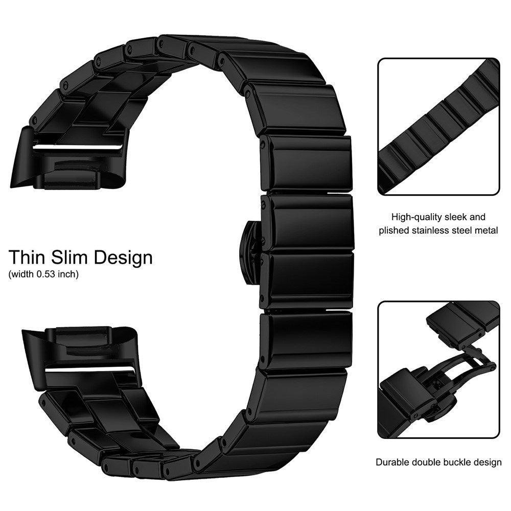 Fitbit Charge 6 / 5 EIDERWOOD Metal Smartwatch Rem - Sort