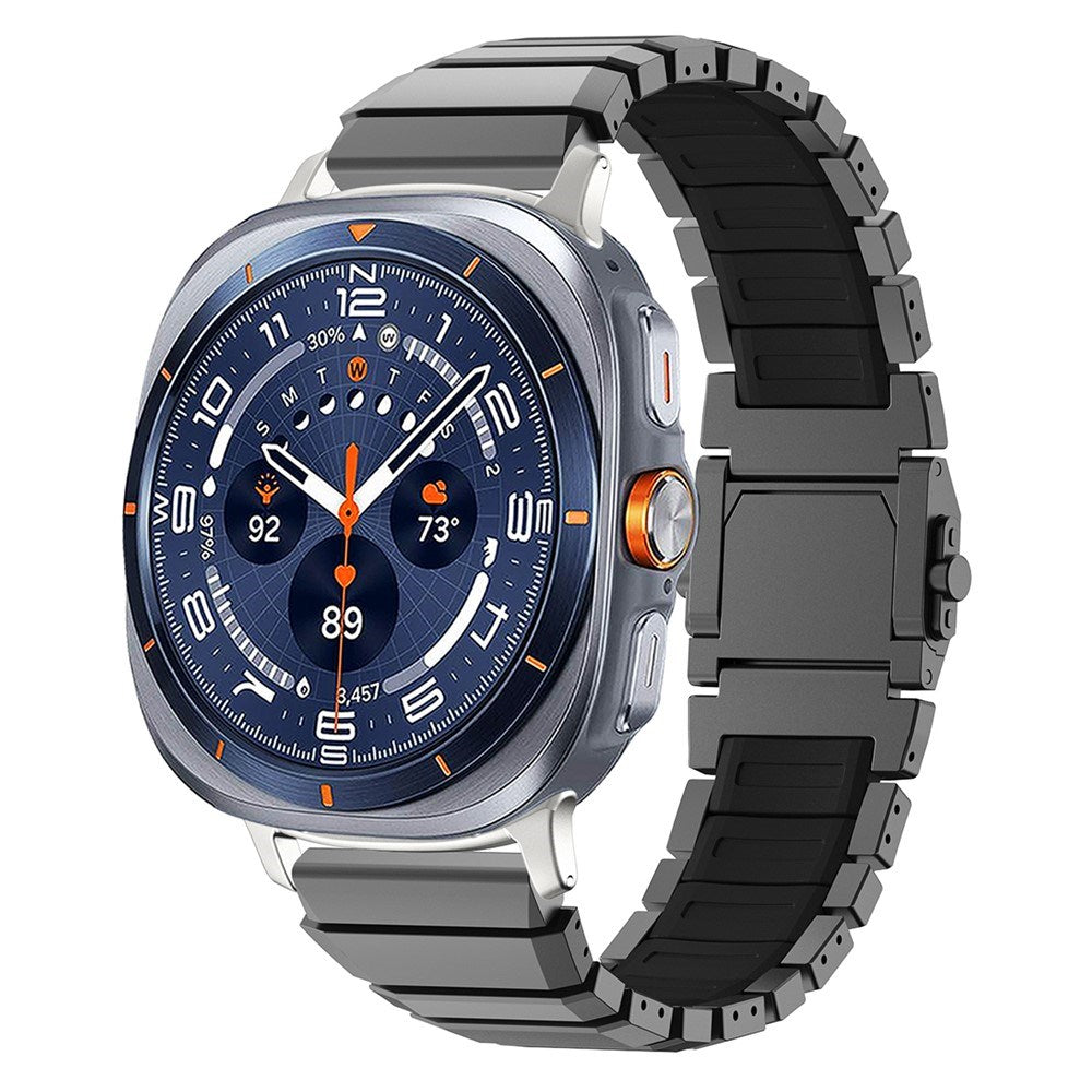 Samsung Galaxy Watch Ultra 2 / Ultra (47mm) Magnetisk Metal Rem m. Silikone Foring - Grå / Sort