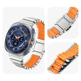Samsung Galaxy Watch Ultra 2 / Ultra (47mm) Magnetisk Metal Rem m. Silikone Foring - Sølv / Orange