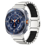 Samsung Galaxy Watch Ultra 2 / Ultra (47mm) Magnetisk Metal Rem m. Silikone Foring - Sølv / Sort