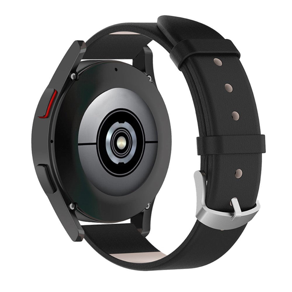 Universal Rem til 20mm Smartwatch - Læder - Mat Sort