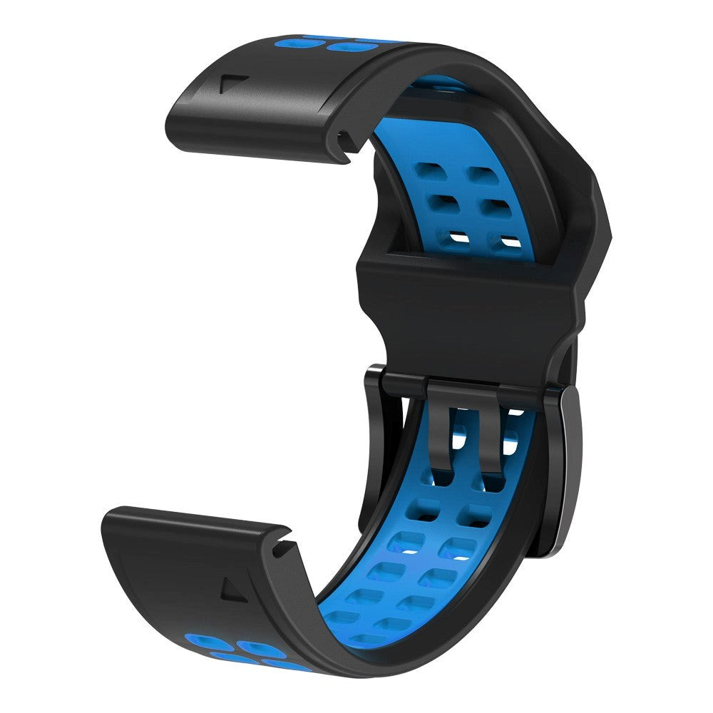 Garmin Universal Dobbelt-hullet Silikone Rem (26mm QuickFit) - Sort / Blå