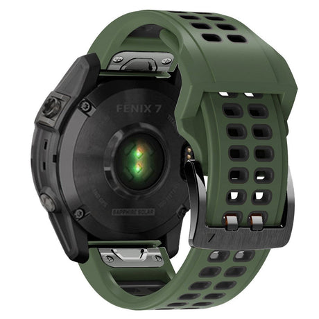 Garmin Universal Dobbelt-hullet Silikone Rem (26mm QuickFit) - Militær Grøn / Sort