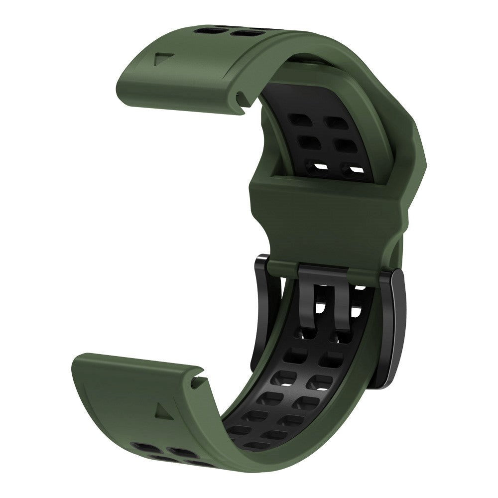 Garmin Universal Dobbelt-hullet Silikone Rem (26mm QuickFit) - Militær Grøn / Sort