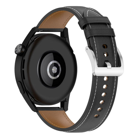 Universal Smartwatch Læder Rem m. Spænde 22mm - Sort