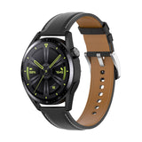 Universal Smartwatch Læder Rem m. Spænde 22mm - Sort