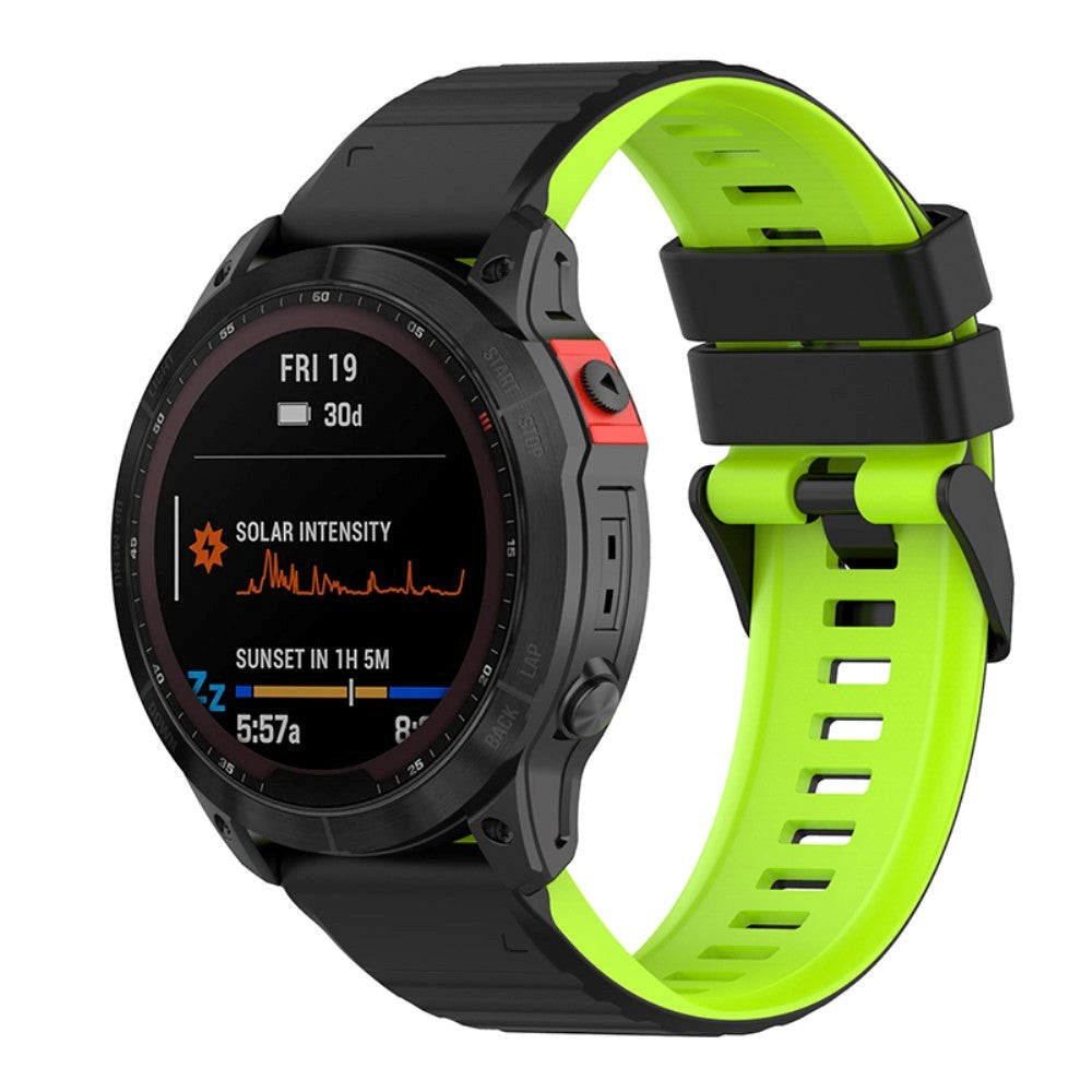 Universal Garmin 26mm Rem Riflet Silikone Rem m. Værktøj - Sort / Grøn