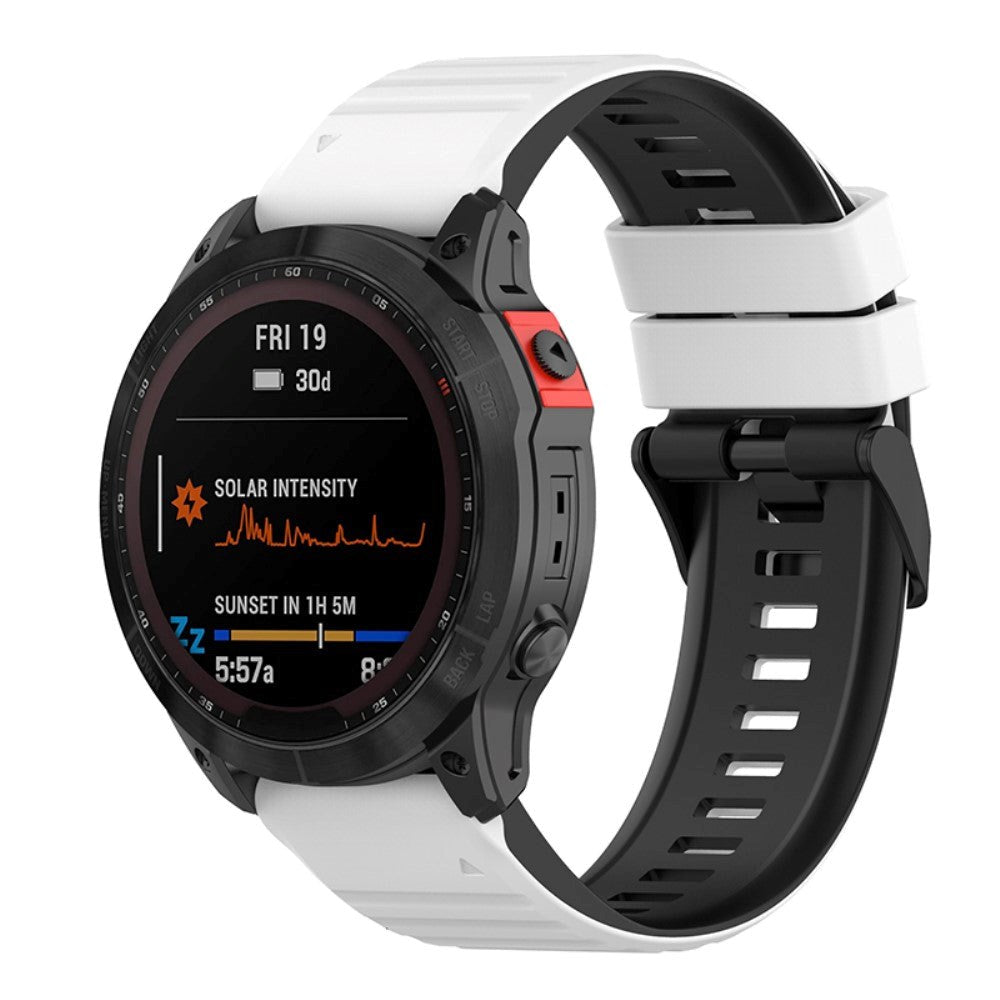 Universal Garmin 22mm Rem Riflet Silikone Rem m. Værktøj - Hvid / Sort