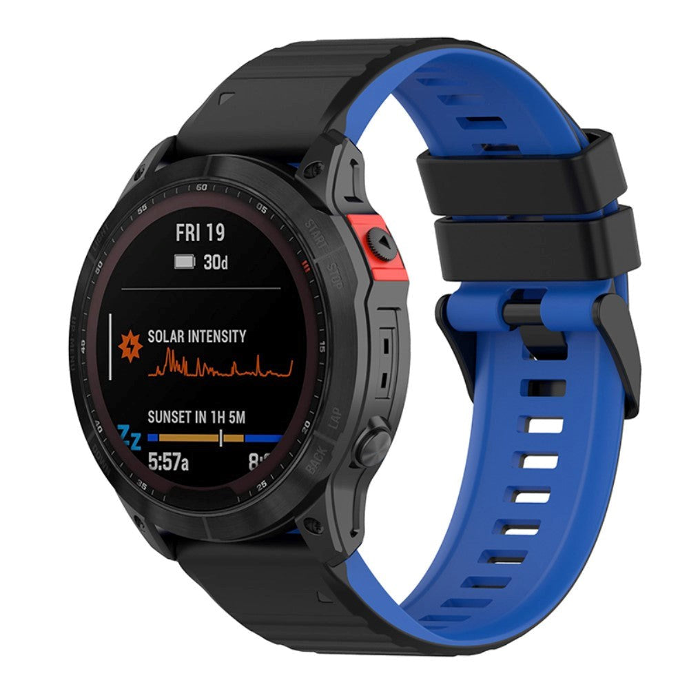 Universal Garmin 22mm Rem Riflet Silikone Rem m. Værktøj - Sort / Blå