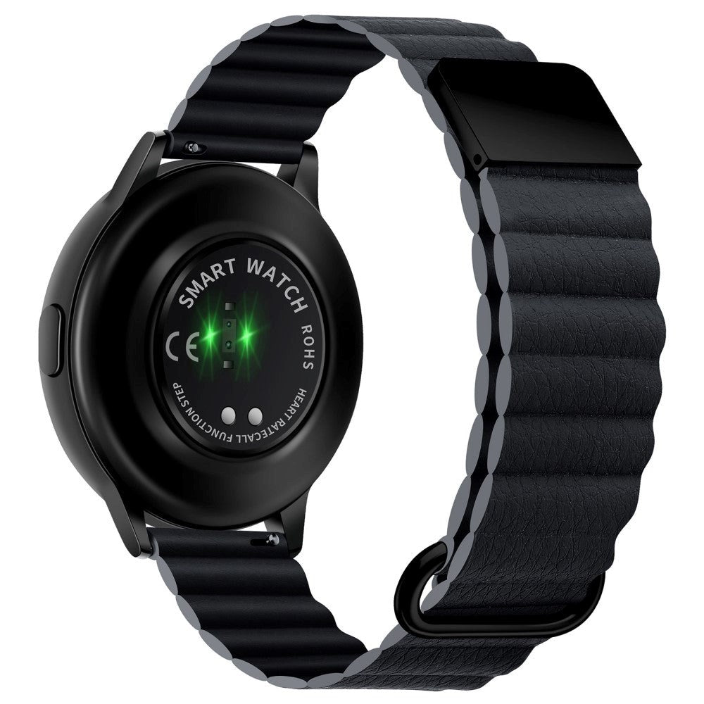 Smartwatch Rem 20mm Magnetisk Litchi Læder - Grå / Sort