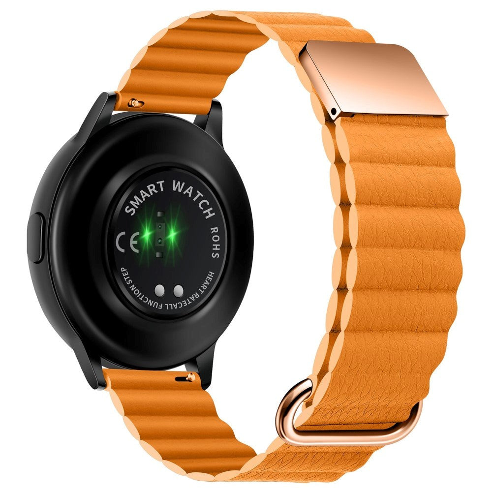 Smartwatch Rem 20mm Magnetisk Litchi Læder - Orange / Rose Gold