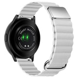 Smartwatch Rem 20mm Magnetisk Litchi Læder - Hvid / Sølv