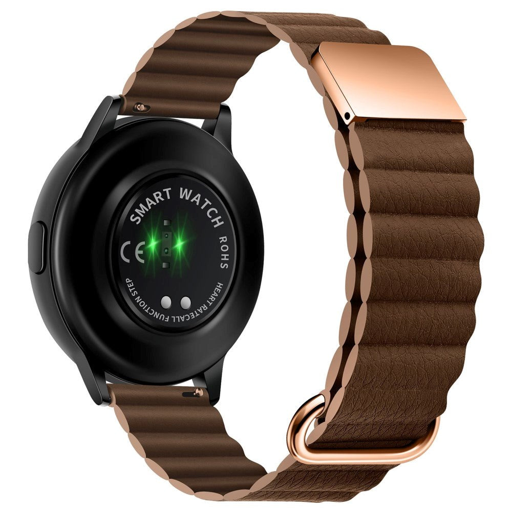 Smartwatch Rem 20mm Magnetisk Litchi Læder - Brun / Rose Gold