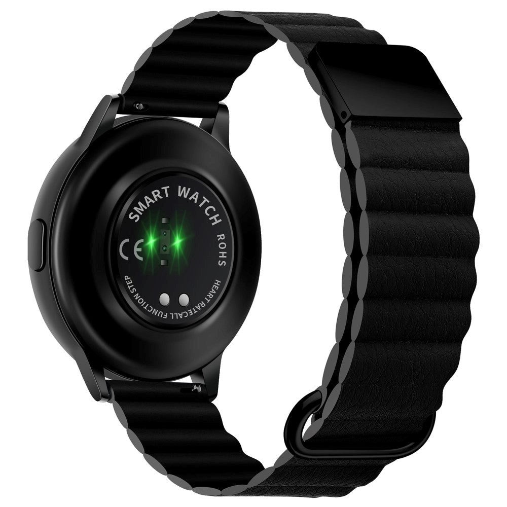 Smartwatch Rem 22mm Magnetisk Litchi Læder - Sort / Sort