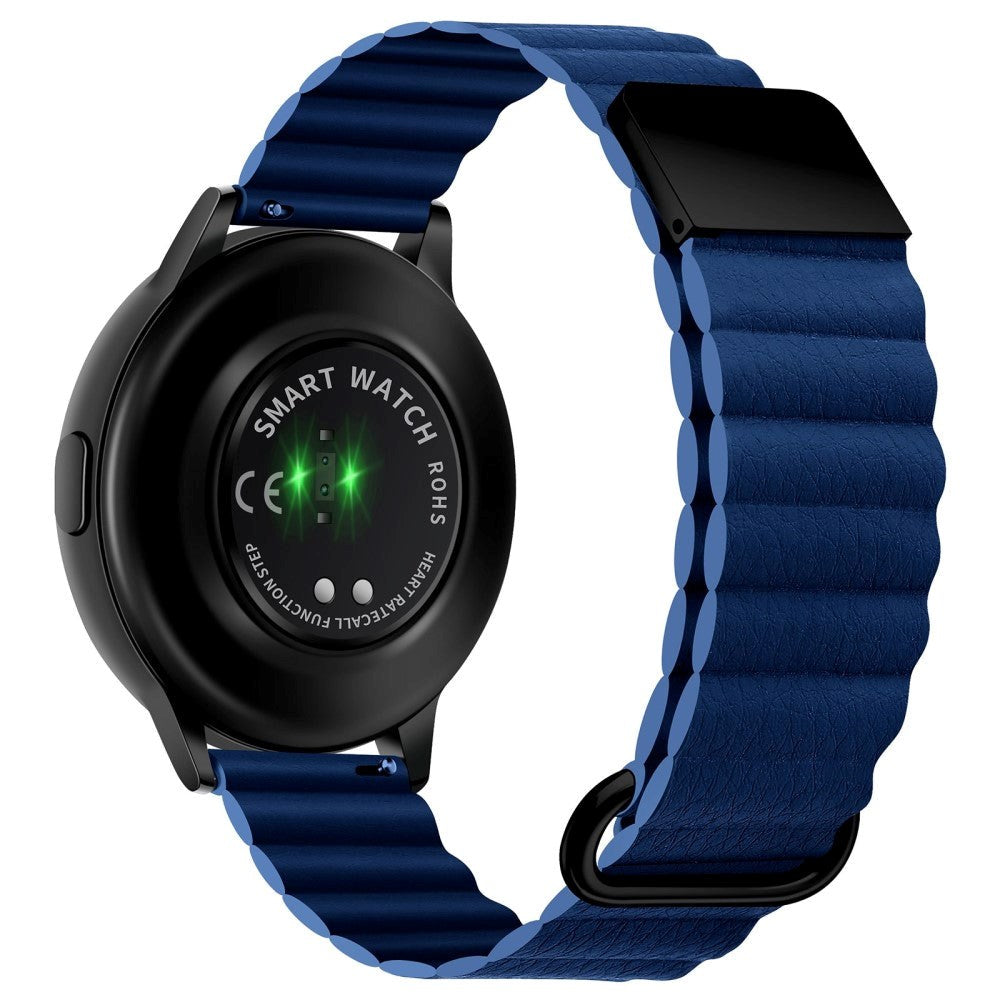 Smartwatch Rem 22mm Magnetisk Litchi Læder - Blå / Sort