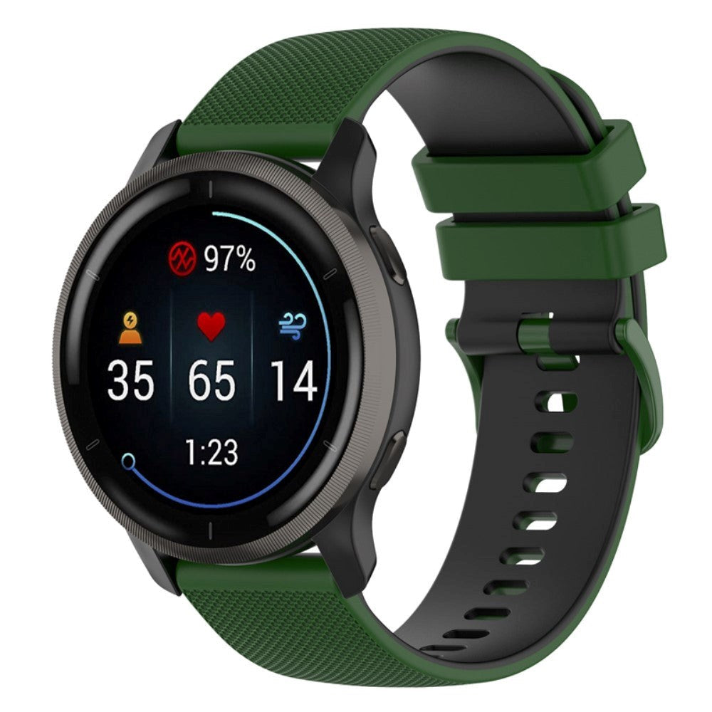 Smartwatch Silikone Rem (22mm) Gitter - Grøn / Sort