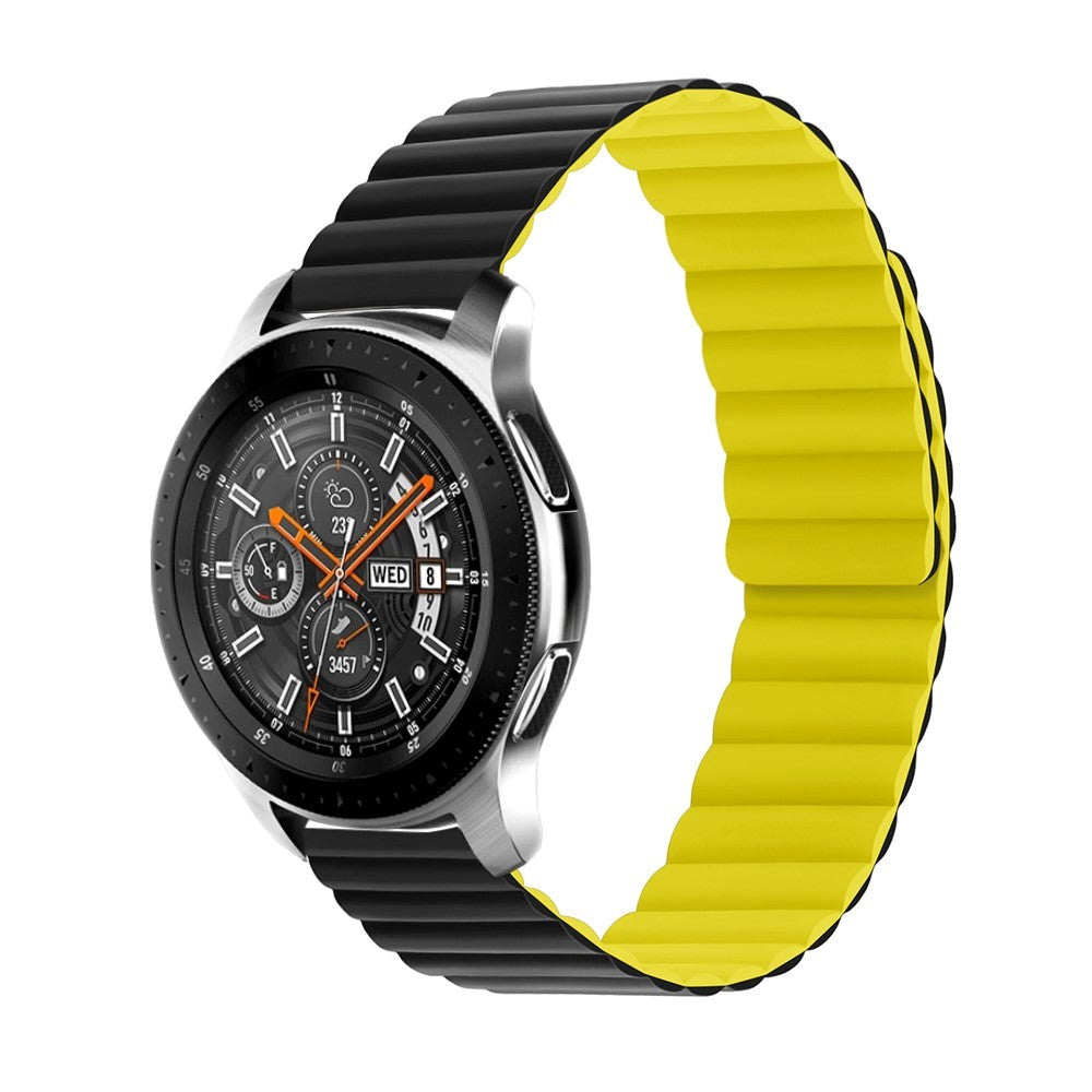 Smartwatch Vendbar Rem 22mm Magnetisk Silikone - Sort / Gul