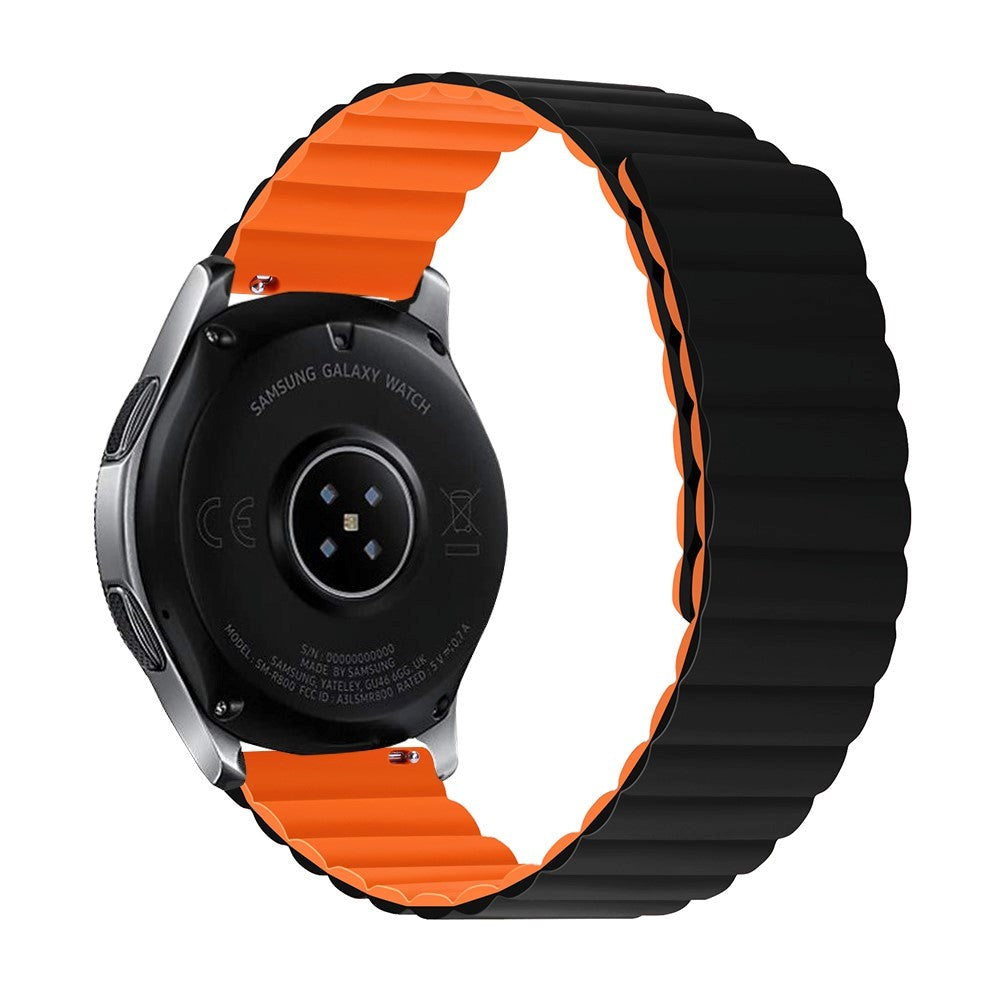 Smartwatch Vendbar Rem 22mm Magnetisk Silikone - Sort / Orange