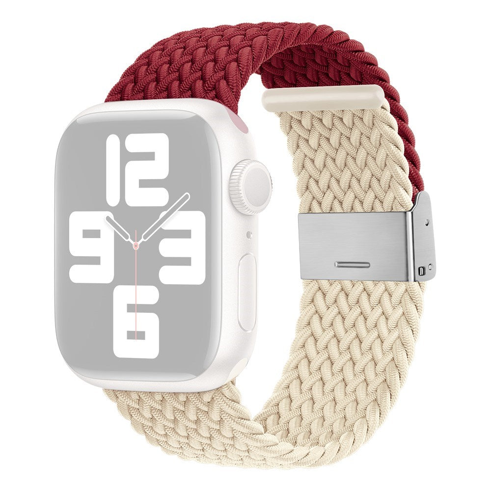 Apple Watch (38/40/SE/41/42mm) Tofarvet Nylon Rem - Rød / Beige