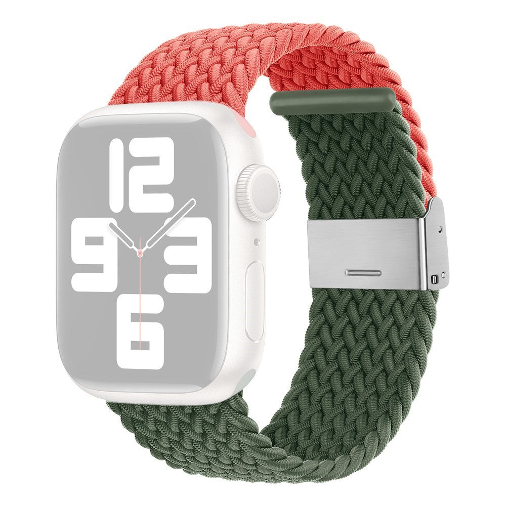 Apple Watch (38/40/SE/41/42mm) Tofarvet Nylon Rem - Orange / Grøn