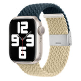 Apple Watch (38/40/SE/41/42mm) Tofarvet Nylon Rem - Mørkeblå / Beige