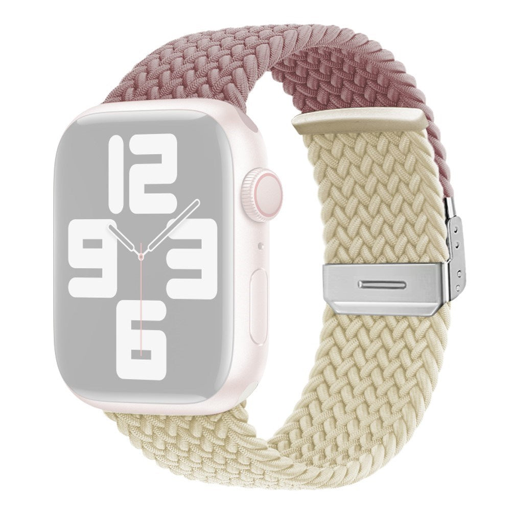 Apple Watch (38/40/SE/41/42mm) Tofarvet Nylon Rem - Lilla / Beige