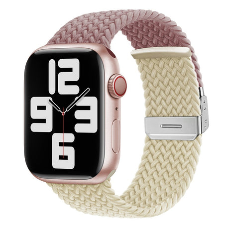 Apple Watch (38/40/SE/41/42mm) Tofarvet Nylon Rem - Lilla / Beige