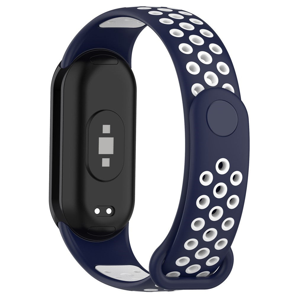 Xiaomi Smart Band 10 / 9 / 8 / NFC Silikone Urrem - Mørkeblå / Hvid
