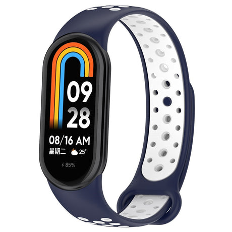 Xiaomi Smart Band 10 / 9 / 8 / NFC Silikone Urrem - Mørkeblå / Hvid
