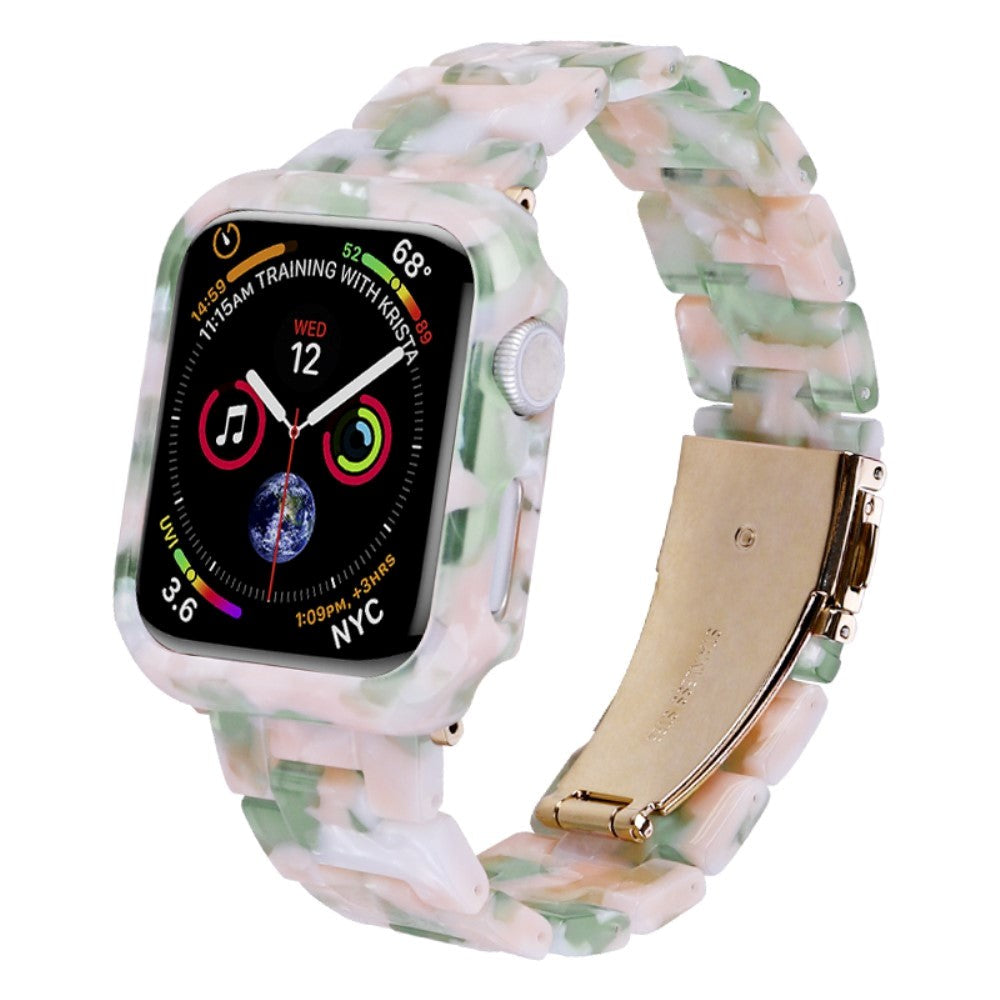 Apple Watch 9/8/7 (45mm) Harpiks Urrem & Cover - Pink / Grøn