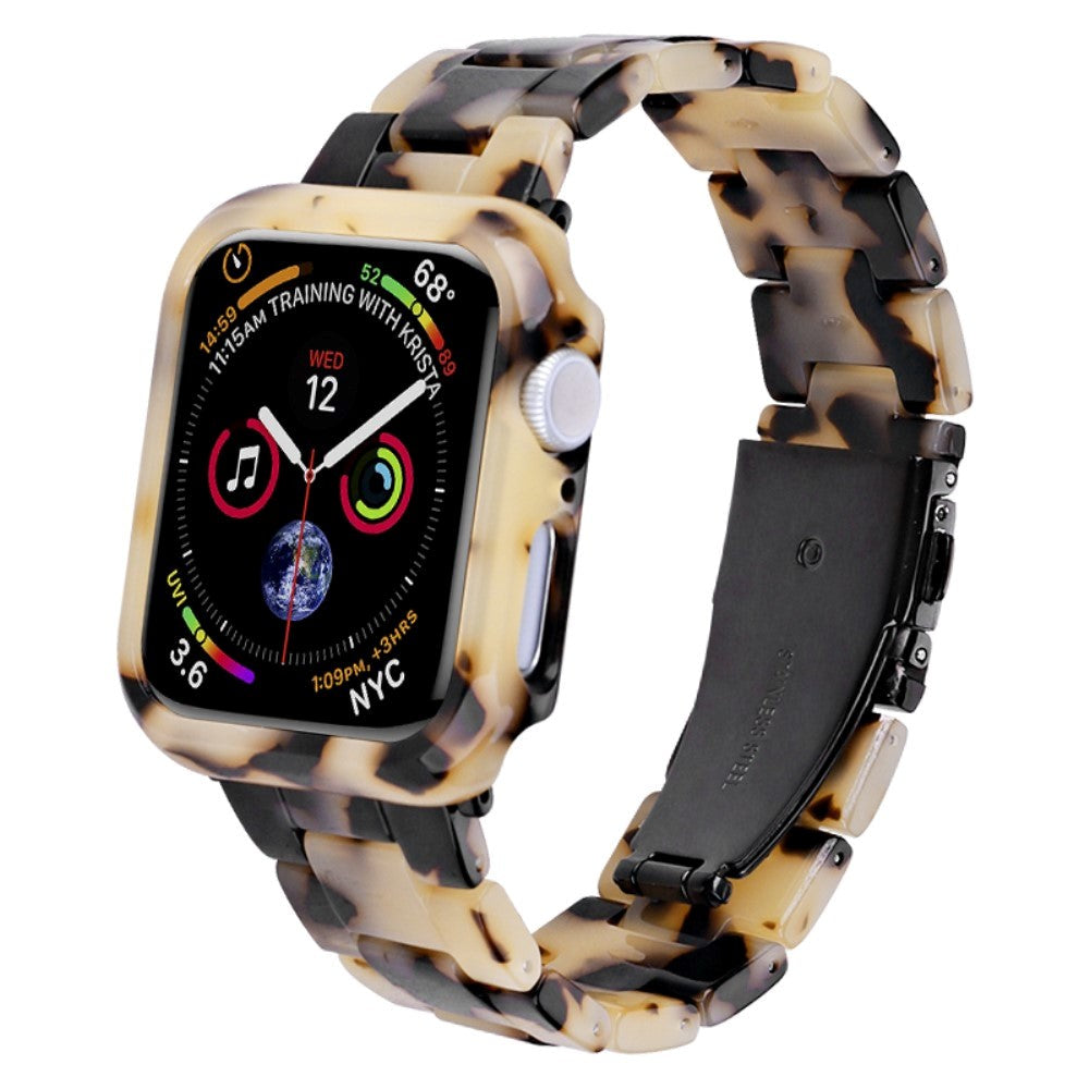 Apple Watch 9/8/7 (45mm) Harpiks Urrem & Cover - Sort / Beige