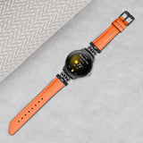 Google Pixel Watch 1 / 2 / 3 Læder Urrem m. Sort Rhinsten Spænde - Orange