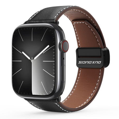 Apple Watch (42/44/SE/45/46/49mm) DUX DUCIS Kunstlæderrem - Sort