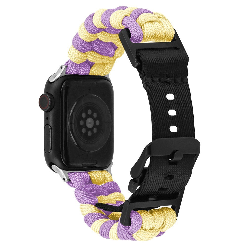 Apple Watch (38/40/SE/41/42mm)EIDERWOOD Tofarvet Flettet Nylon Urrem - Gul / Lilla