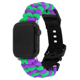 Apple Watch (38/40/SE/41/42mm)EIDERWOOD Tofarvet Flettet Nylon Urrem - Lilla / Grøn